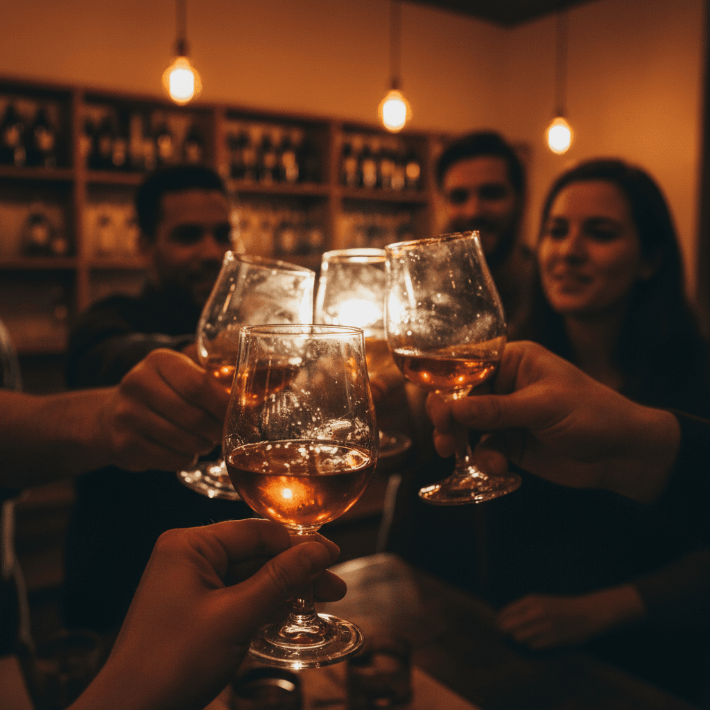 Bachelor party celebration at Wausau Axe & Social with group toasting
