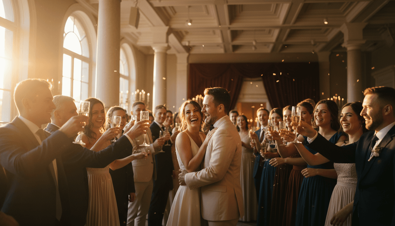 Genuine moment of celebration and joy at an event